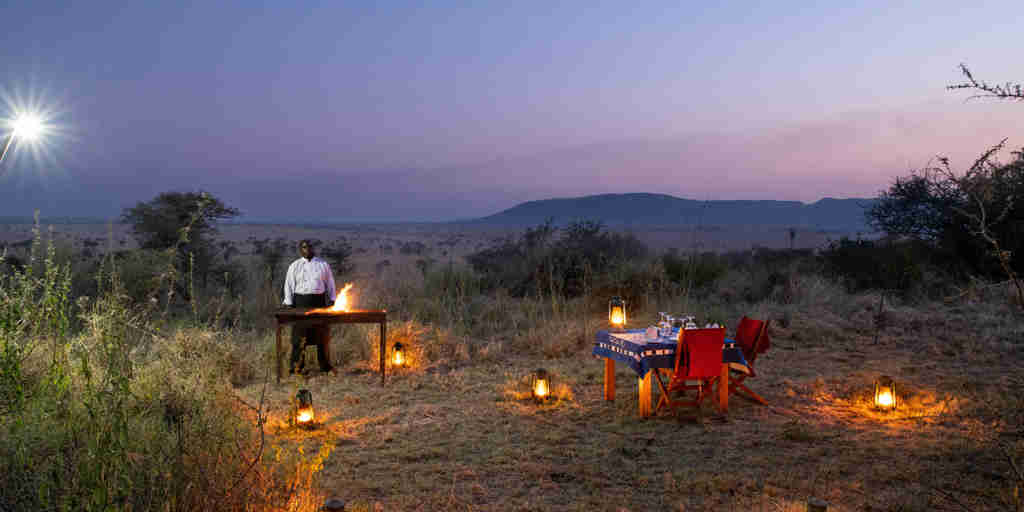 evening dining, nyikani camp central serengeti, tanzania