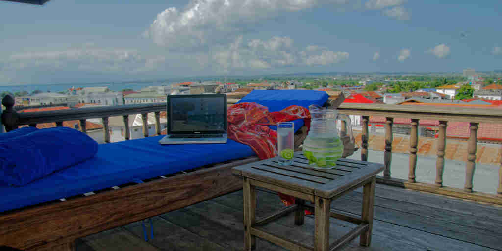 outdoor terrace,  zanzibar palace hotel, tanzania beach resorts