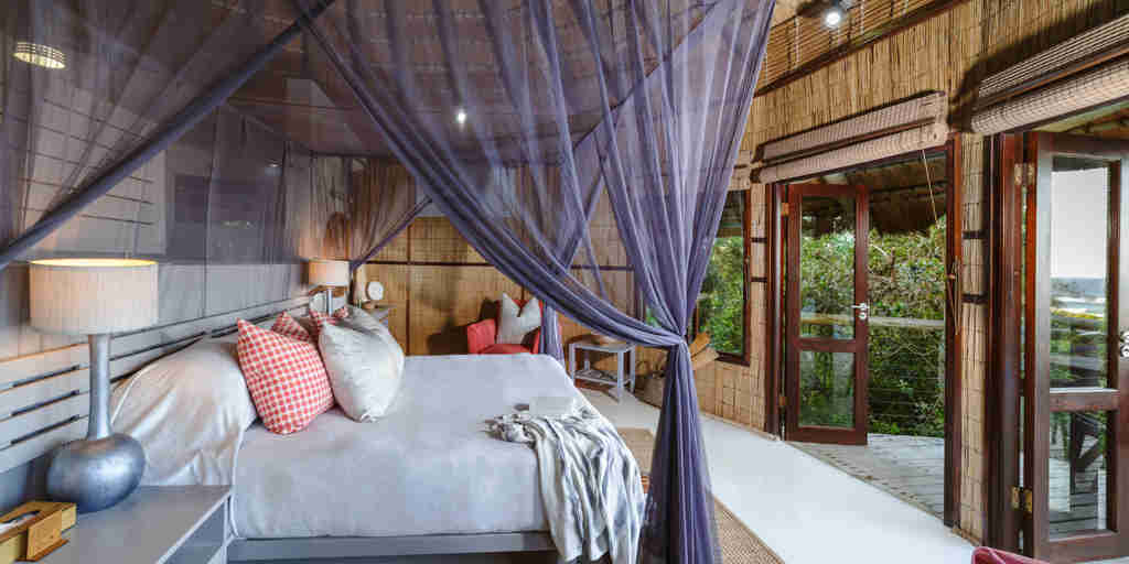 bedroom, thonga beach lodge, kwazulu natal coast, south africa