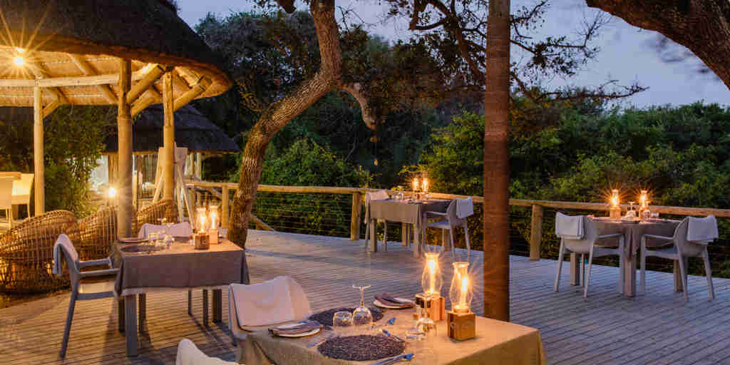 evening dining, thonga beach lodge, kwazulu natal coast, south africa