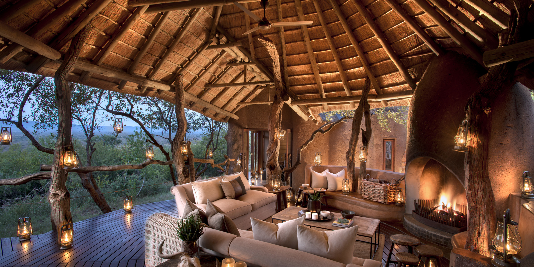 evening lounge area, madikwe dithaba lodge, south africa
