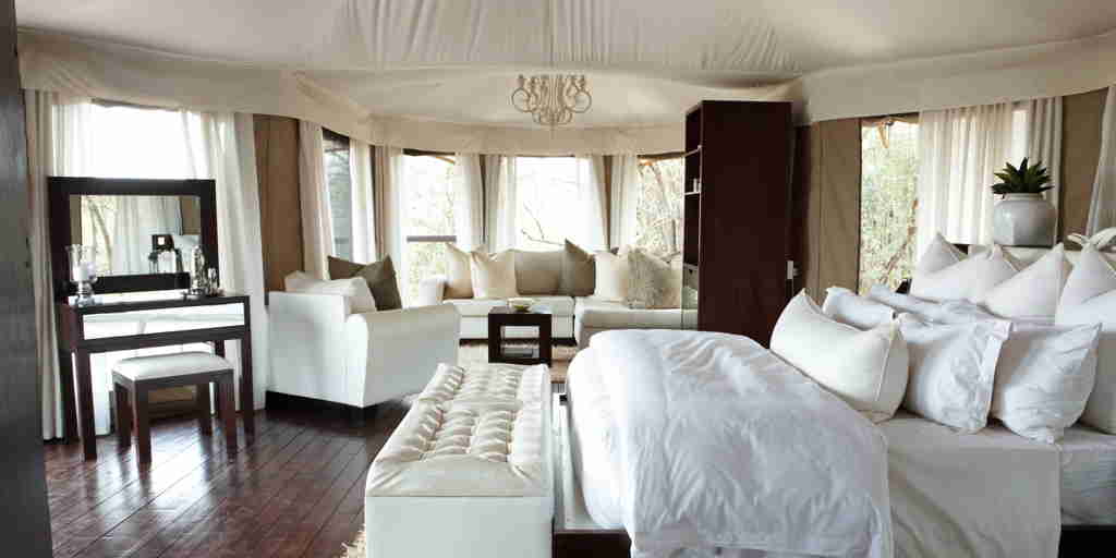 double bedroom, thanda tented camp, kwazulu natal safaris, south africa