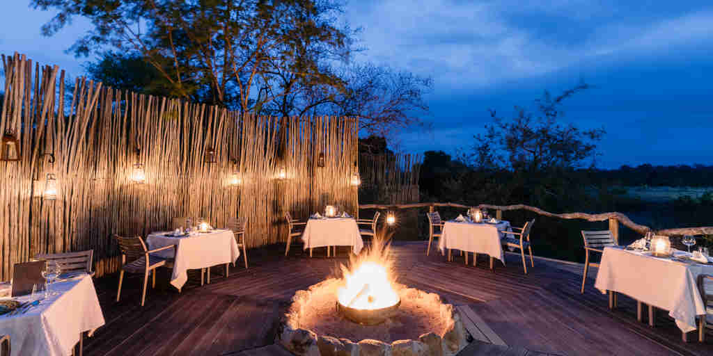 evening dining, simbambili game lodge, sabi sand reserves, south africa