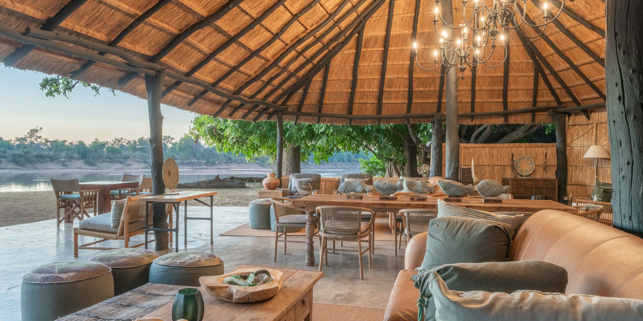 lounge, main area, mchenja bush camp, south luangwa national park, zambia