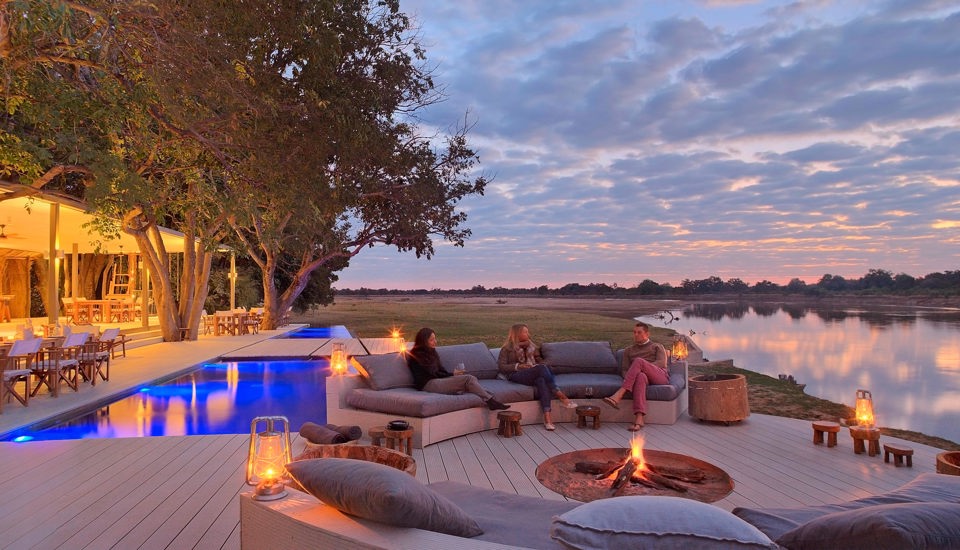 main area sunset,  time and tide chinzombo, south luangwa national park, zambia