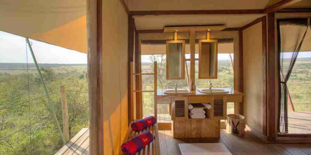 bathroom view, basecamp eagle view, greater mara conservancies, kenya