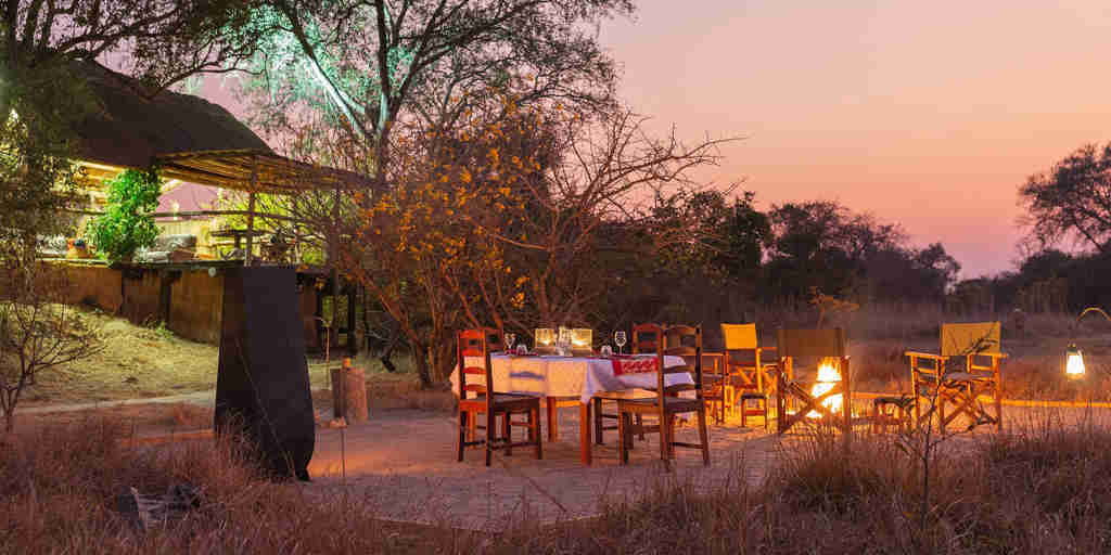 evening dining,  ntemwa busanga, kafue national park, zambia