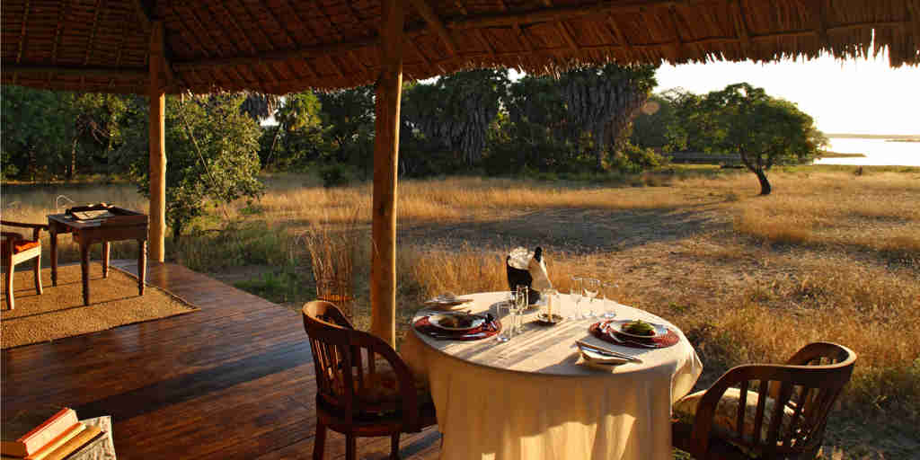 honeymoon dinner, siwandu camp, nyerere national park, tanzania