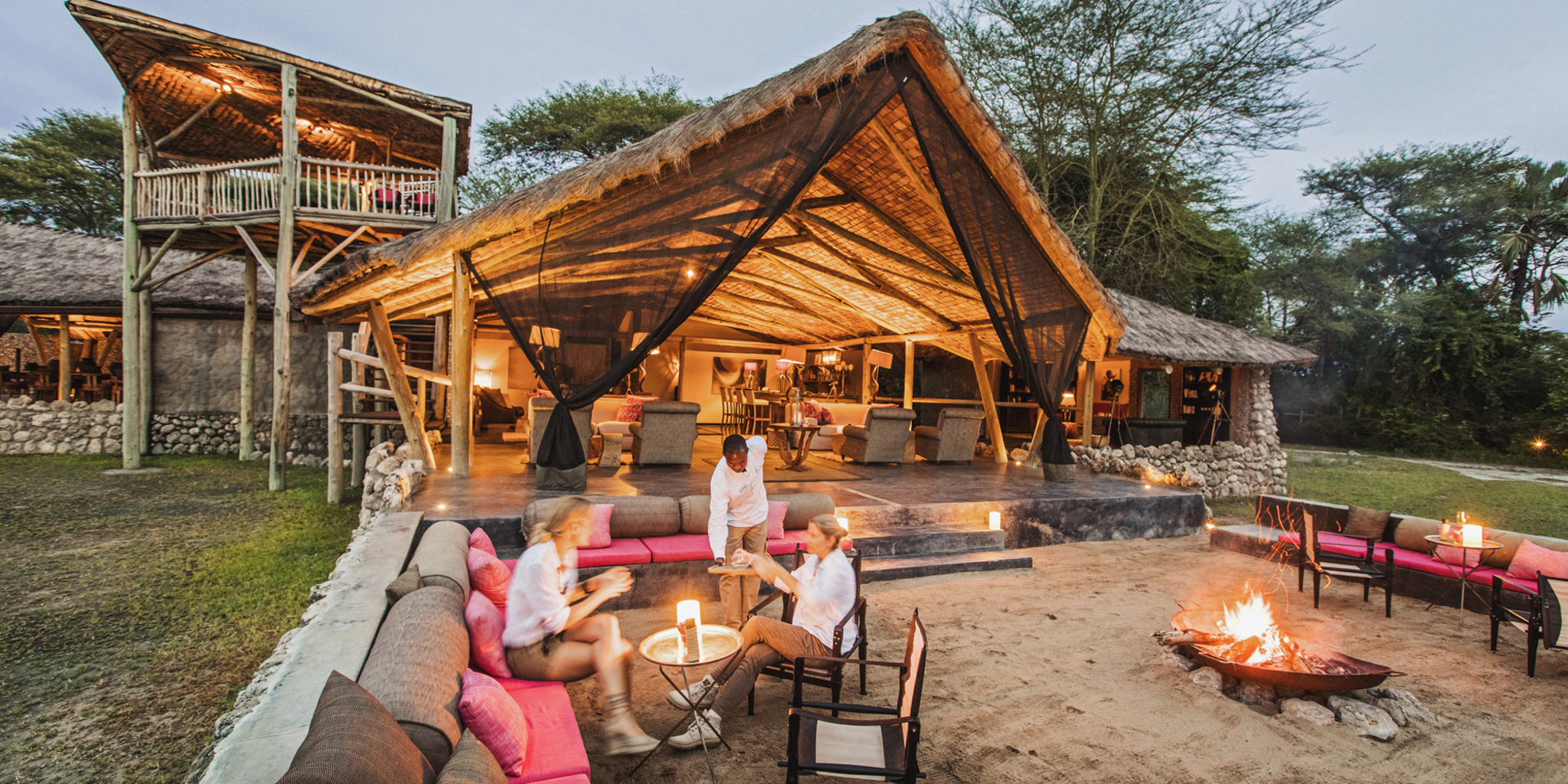 main area camp fire, chem chem safari lodge, tarangire national park, tanzania