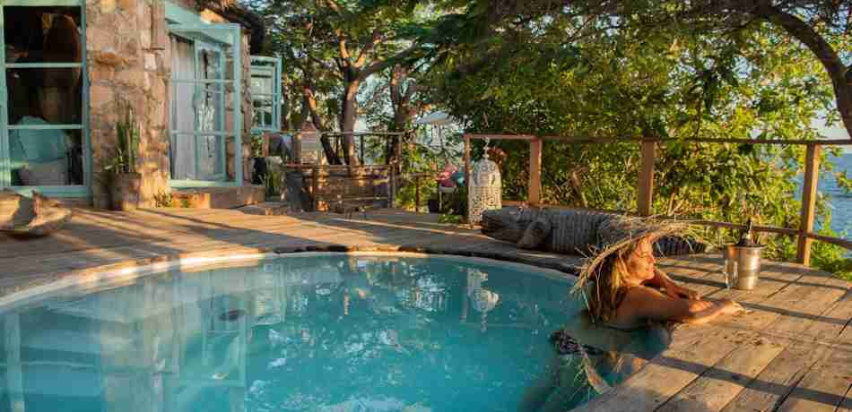 pool lounging, kaya mawa, malawi