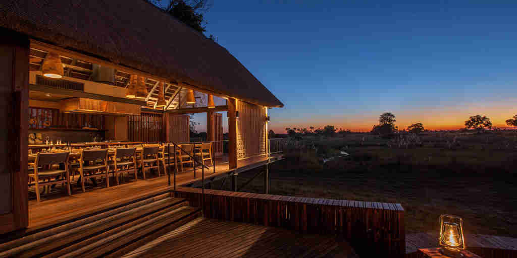 camp sunset, chitabe camp, okavango delta, botswana