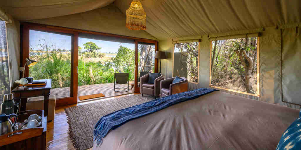 bedroom view,  pelo camp, okavango delta, botswana
