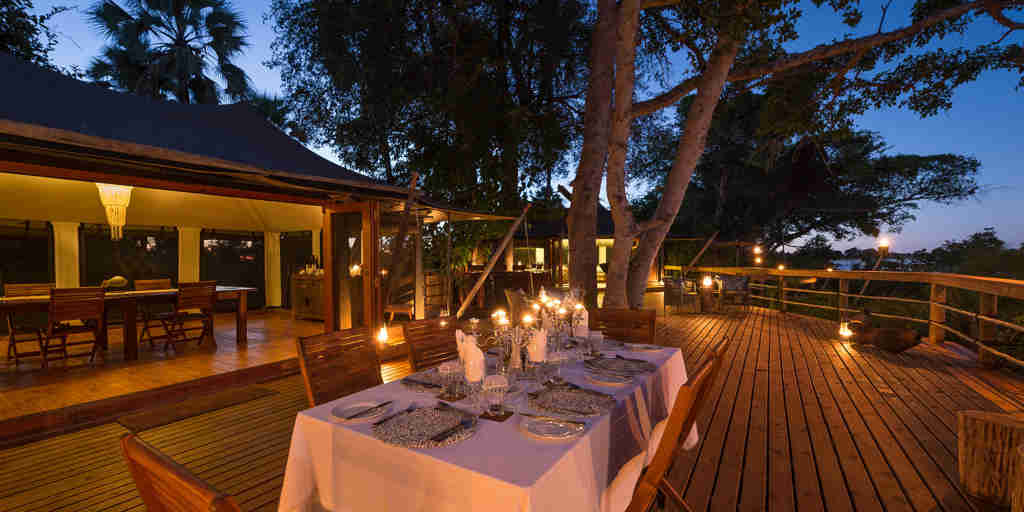 evening dining,  pelo camp, okavango delta, botswana
