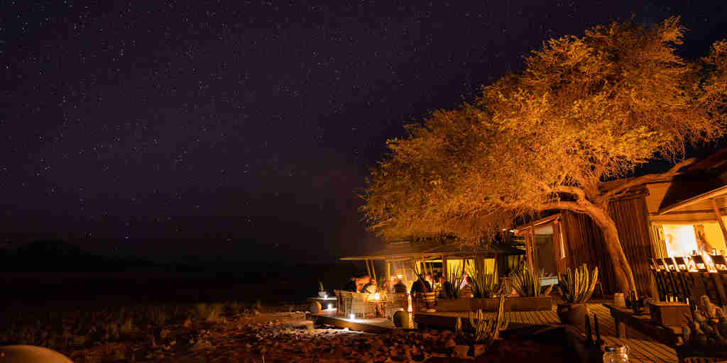 star lit dinner, wolwedans dune camp, sossusvlei, namibia