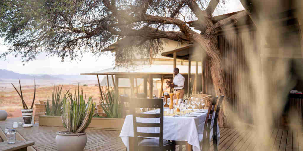 dining area, wolwedans dune camp, sossusvlei, namibia