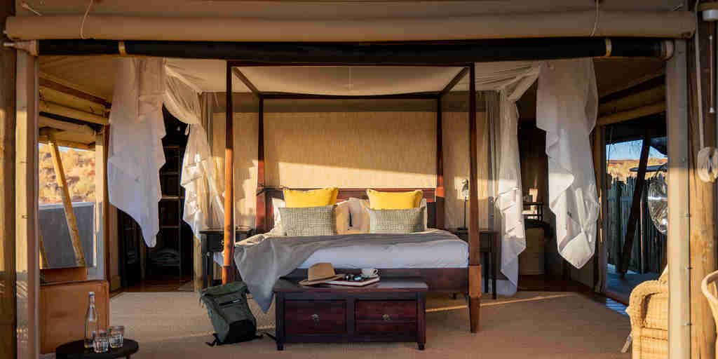 double bedroom, wolwedans dune camp, sossusvlei, namibia