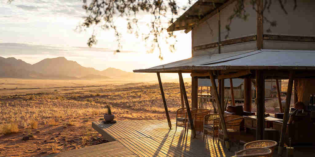 lounge area, wolwedans dune camp, sossusvlei, namibia