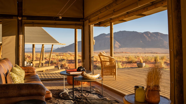 private lounge area, wolwedans dune camp, sossusvlei, namibia