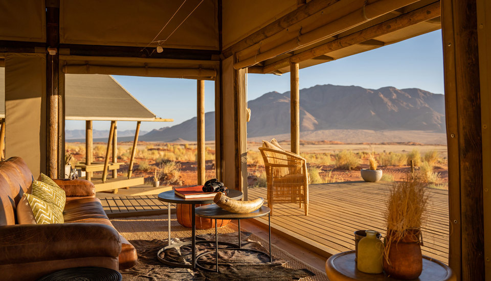 private lounge area, wolwedans dune camp, sossusvlei, namibia