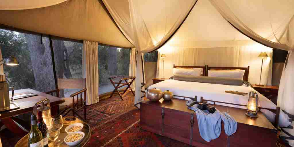 mian bedroom, okavango explorers camp, selinda game reserve, botswana