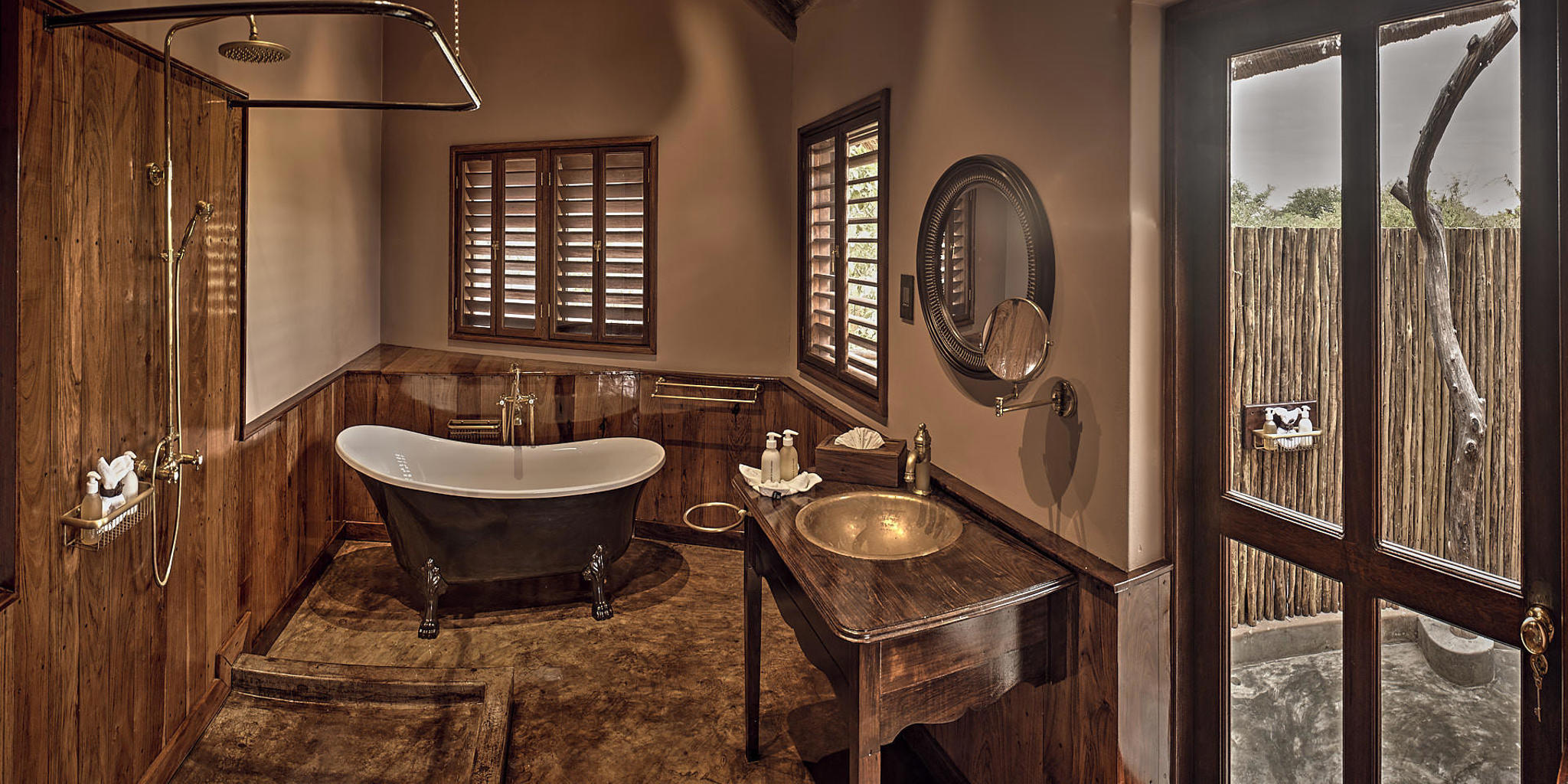Bathroom, deception valley lodge, central kalahari, botswana