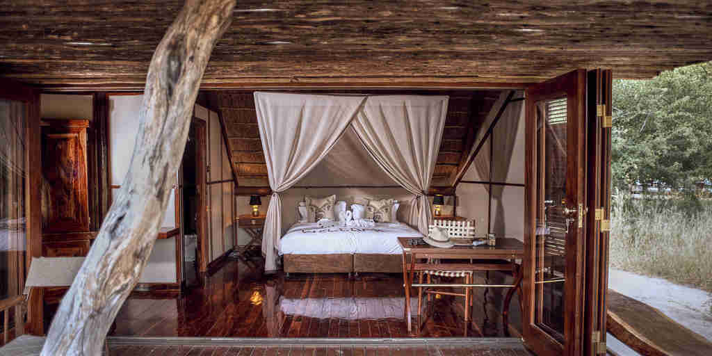 bedroom suite, deception valley lodge, central kalahari, botswana