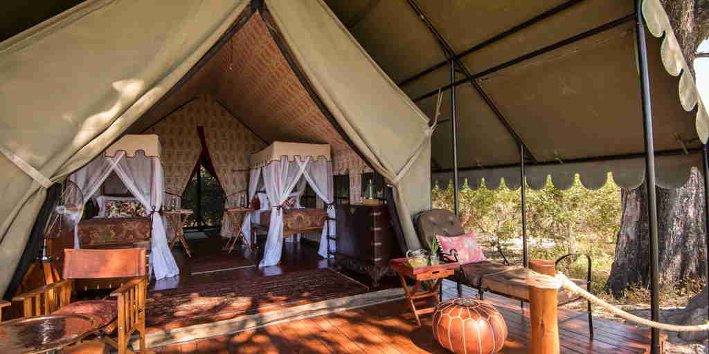 twin tent, dukes camp, okavango delta, botswana