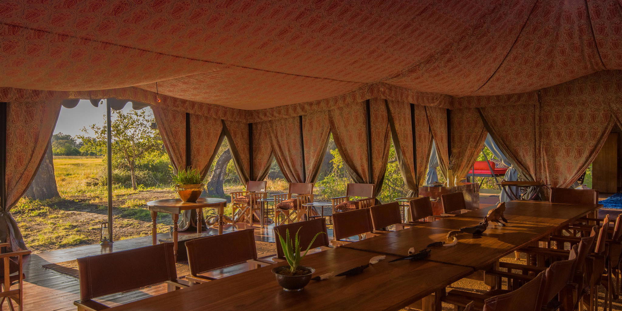 dining area, dukes camp, okavango delta, botswana