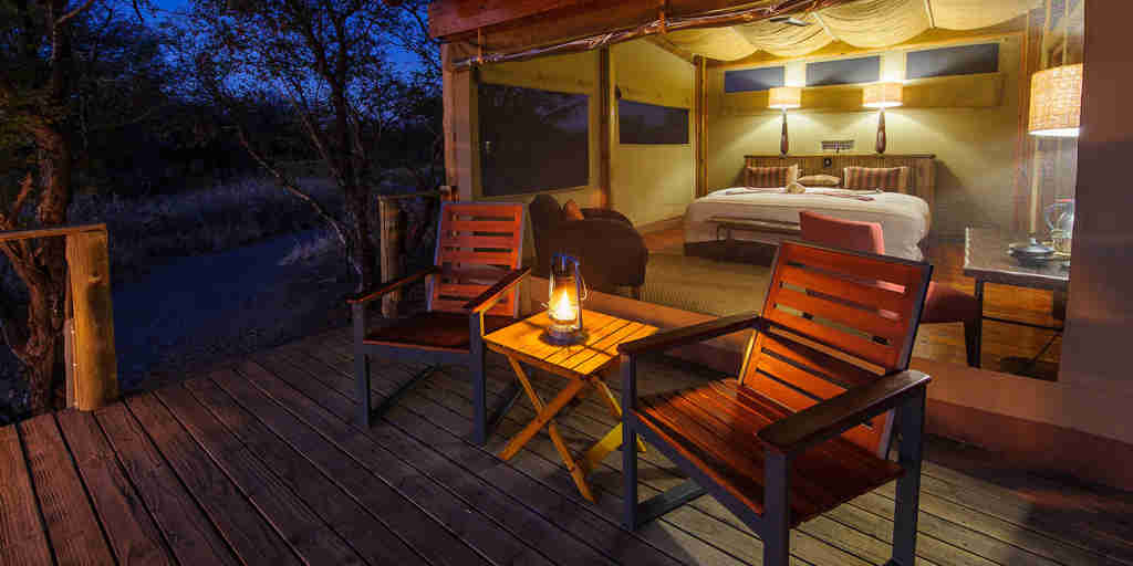 bedroom view, wilderness kalahari plains, central kalahari, botswana