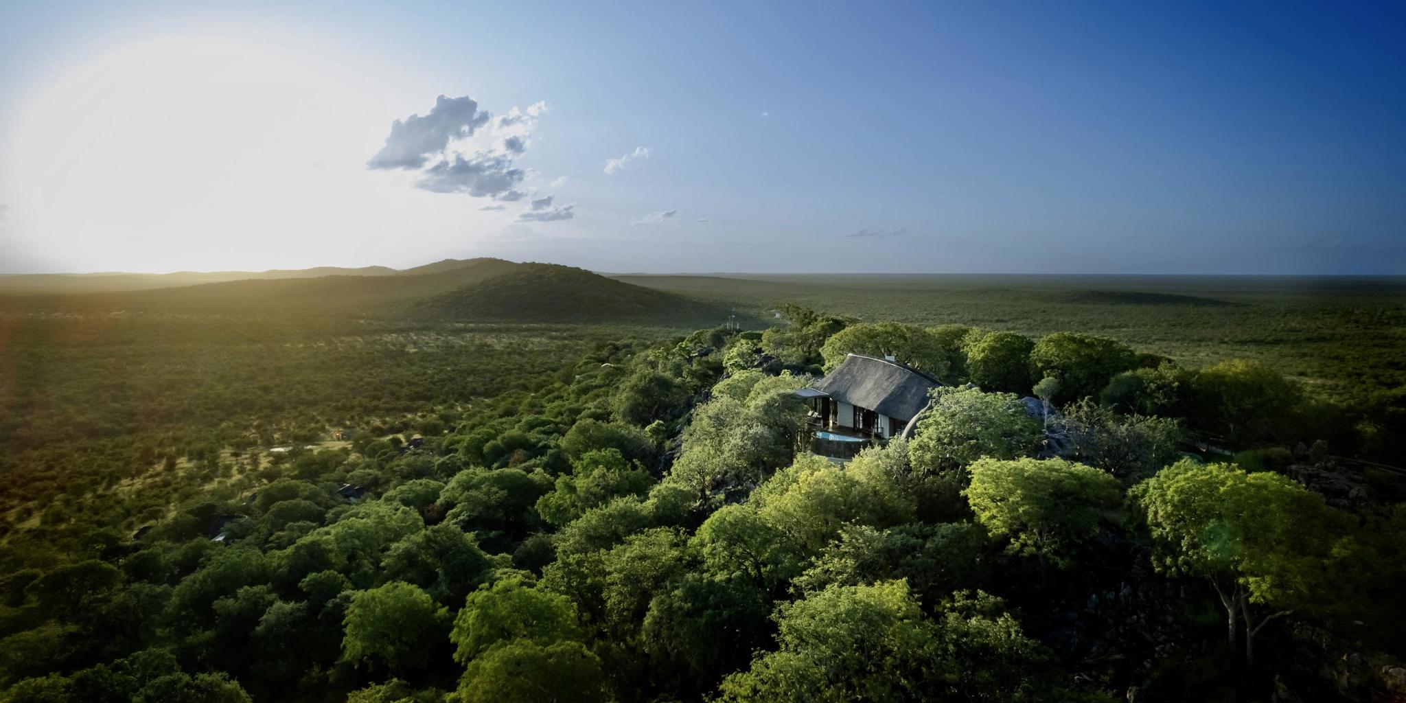 aerial view, little ongava, etosha national park, namibia