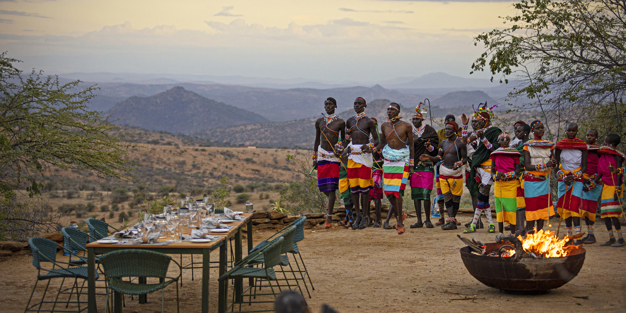 Boma dinner, warriors at Ol Lentille, Kenya