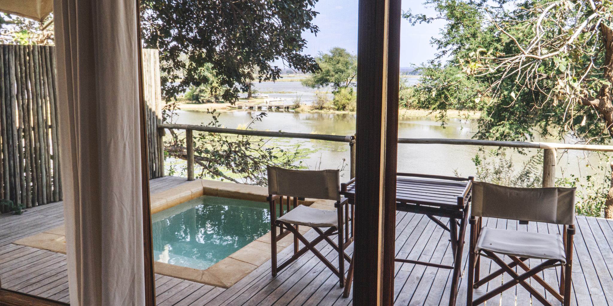 Plunge pool and bedroom view, Anabezi, Zambia