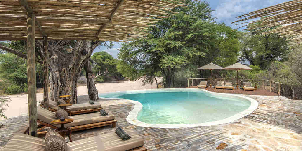 swimming pool area, jongomero camp, ruaha national park, tanzania