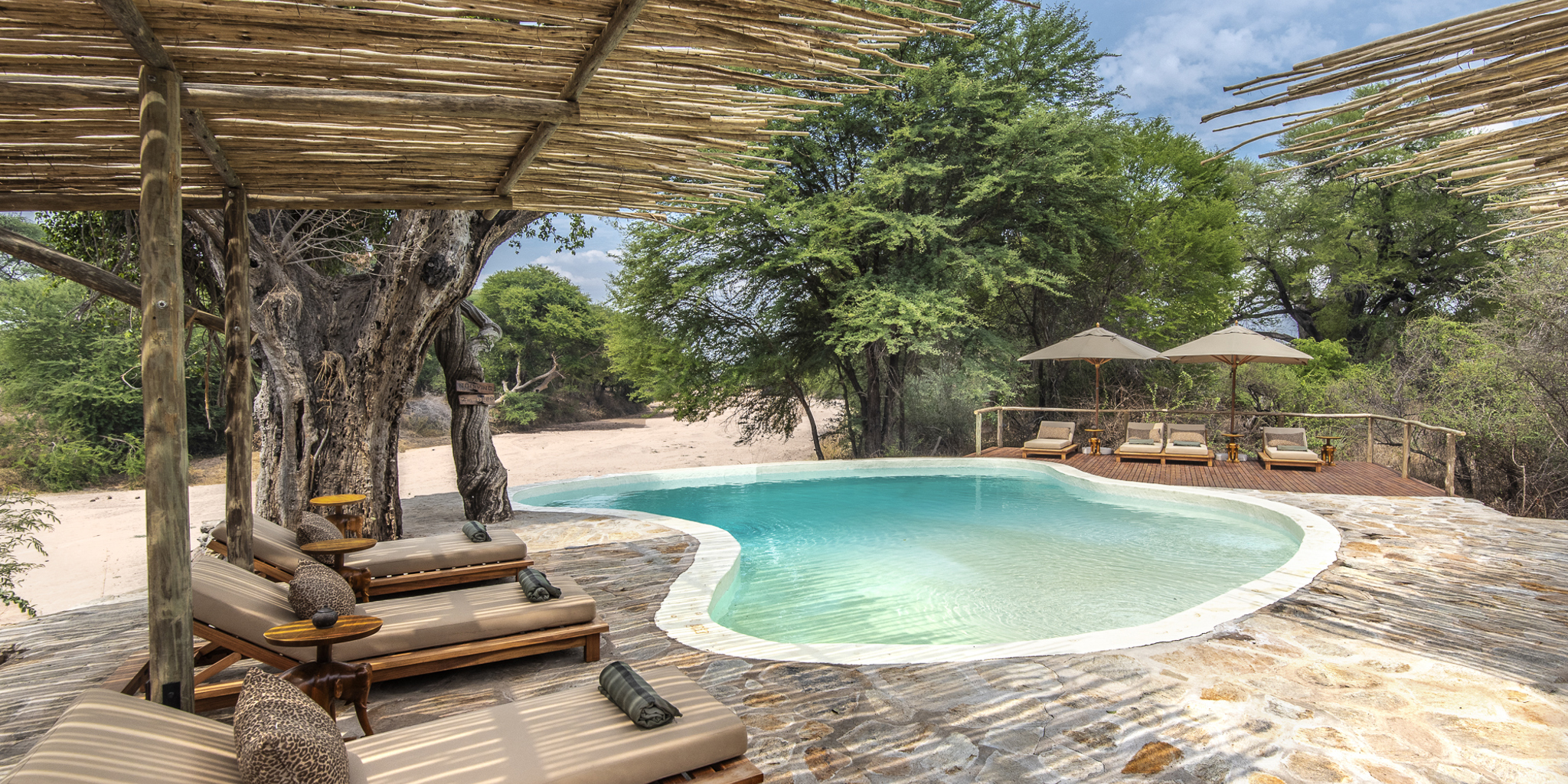 swimming pool area, jongomero camp, ruaha national park, tanzania