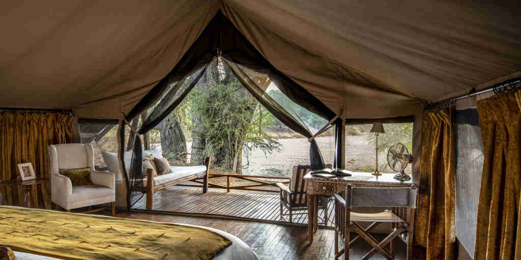 tented suite view, jongomero camp, ruaha national park, tanzania