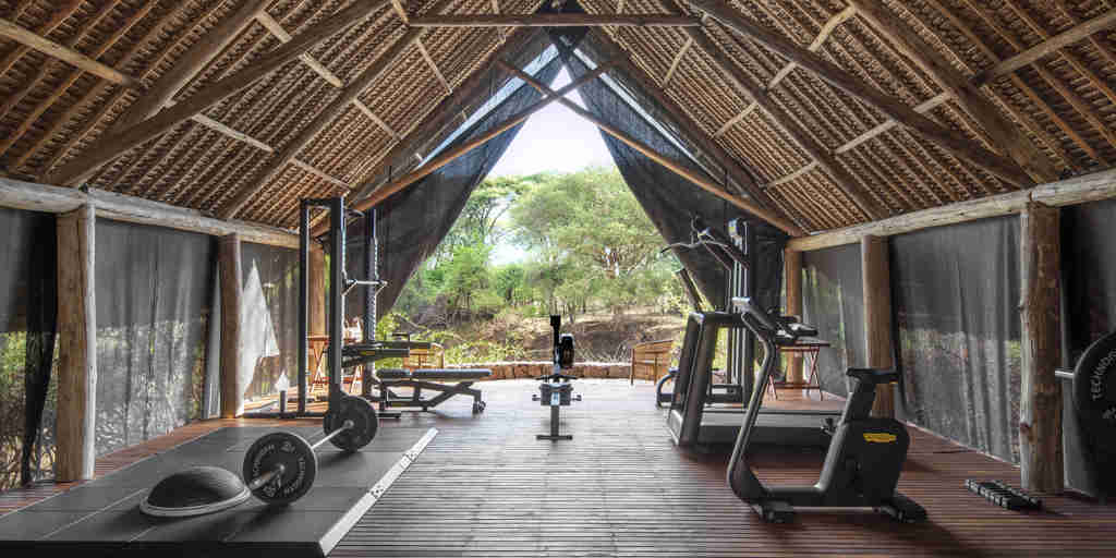 gym, jongomero camp, ruaha national park, tanzania