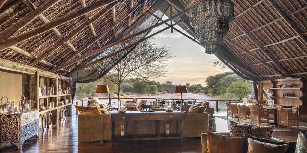 lounge, jongomero camp, ruaha national park, tanzania