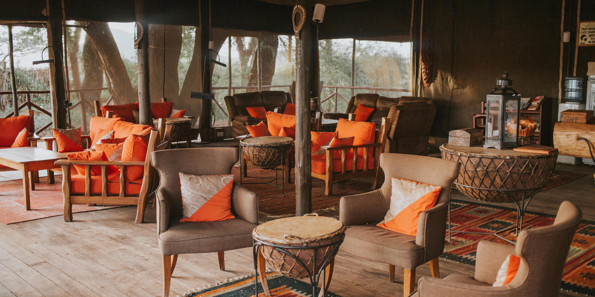 lounge area, elephant bedroom camp, the ngorongoro crater, tanzania