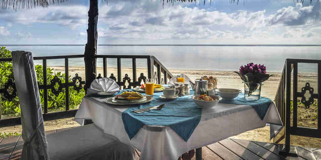 beach breakfast,breezes beach club and spa, zanzibar, tanzania