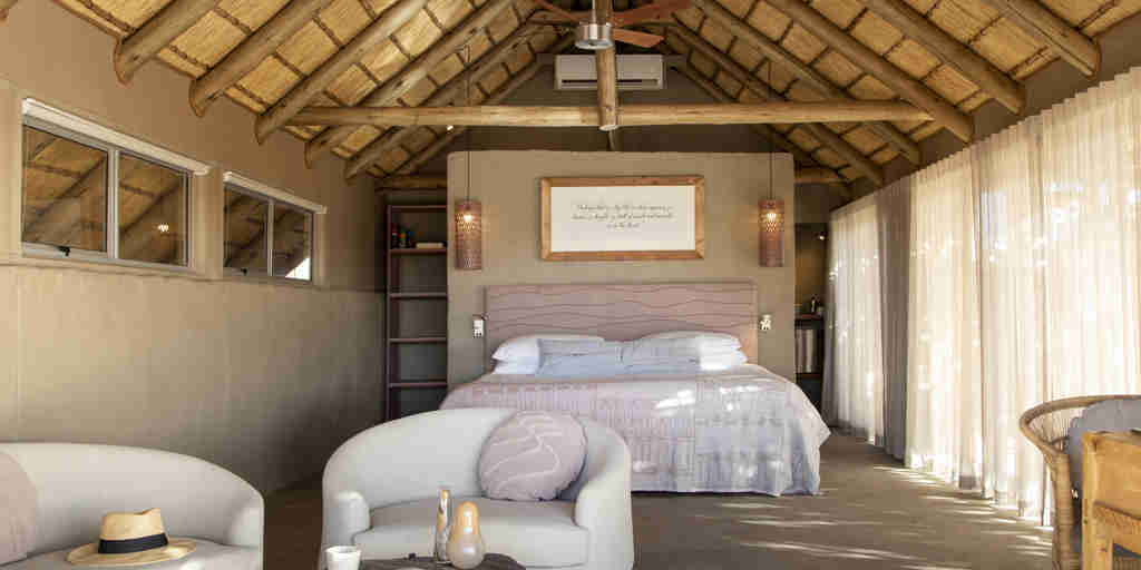bedroom, wilderness little kulala, sossusvlei, namibia