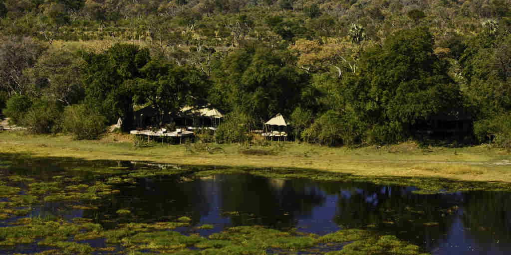 aerial view, zarafa camp, the linyanti, botswana