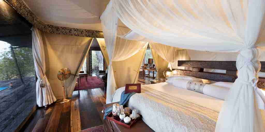 double bed, zarafa camp, the linyanti, botswana