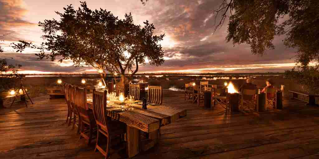 outdoor dining, zarafa camp, the linyanti, botswana