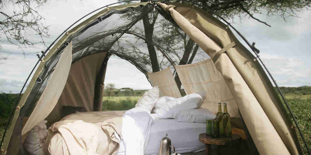 tent bed, wayo fly camping, the serengeti, tanzania