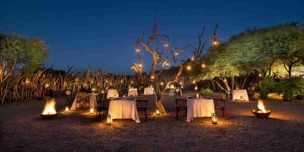 star lit dinner, marataba safari lodge, marakele national park, south africa