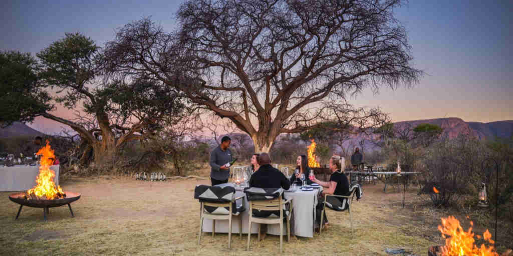 bush dinner, marataba safari lodge, marakele national park, south africa