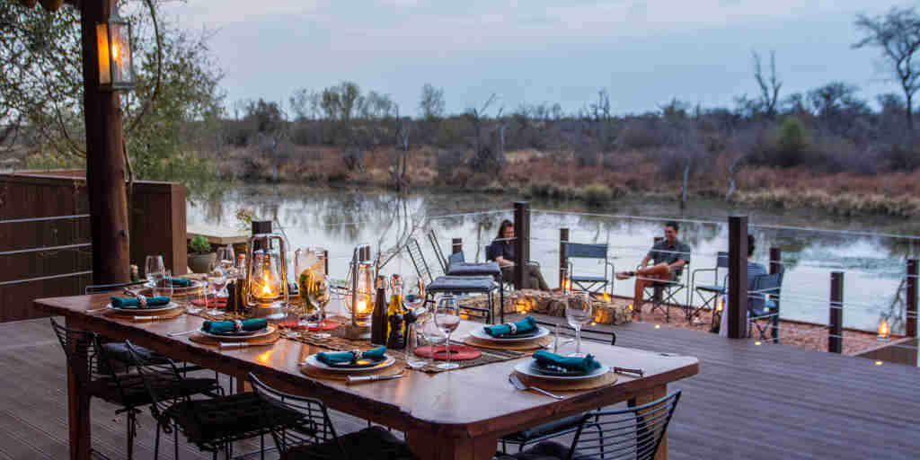 dinner on the deck, Marataba Founders Camp, Marataba Reserve, South Africa