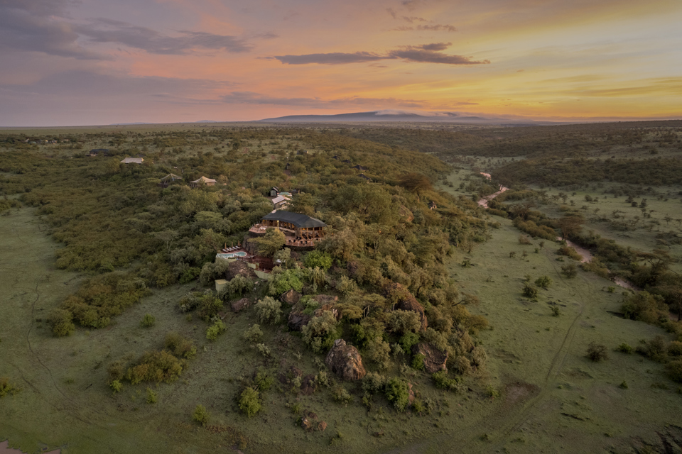 aerial view, ol seki hemingways, greater mara conservancies, kenya