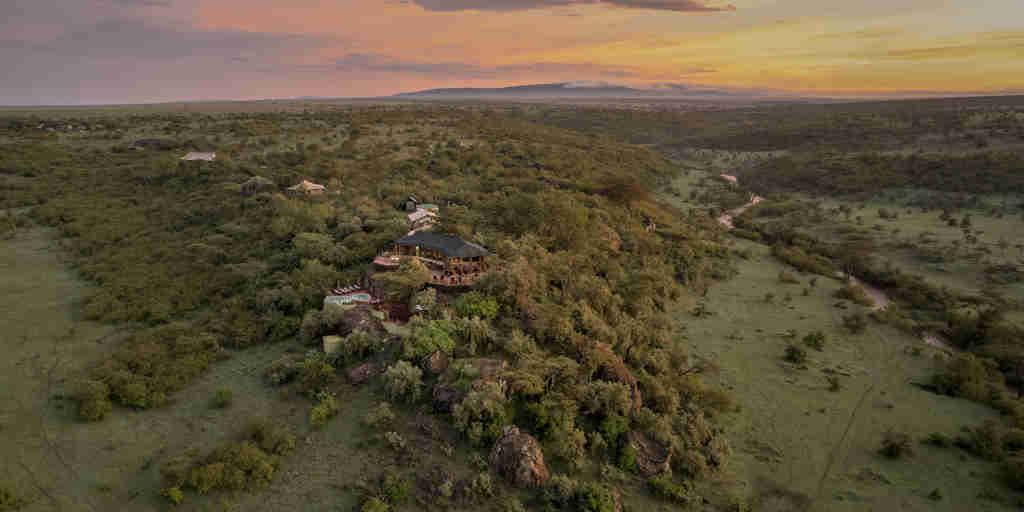 aerial view, ol seki hemingways, greater mara conservancies, kenya