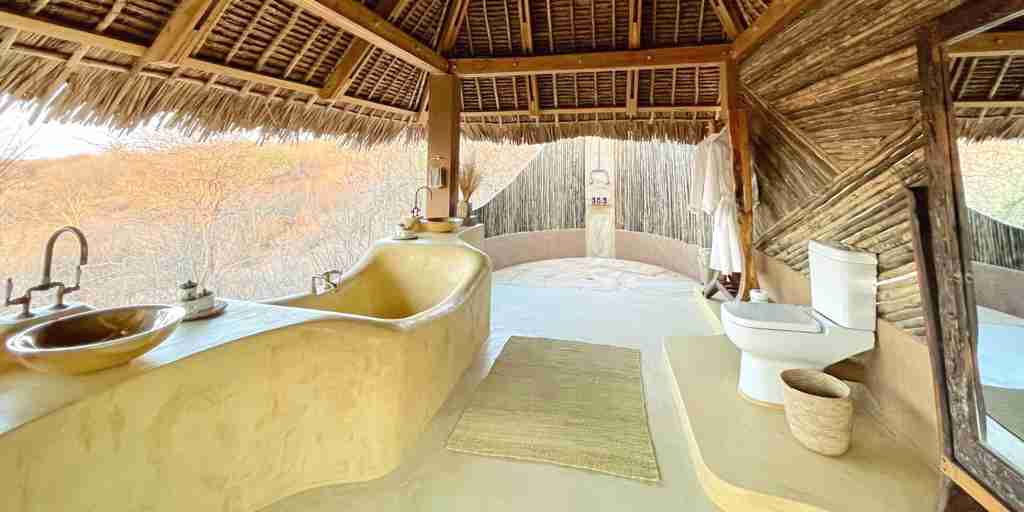 bathroom, kichaka expeditions, ruaha national park, tanzania